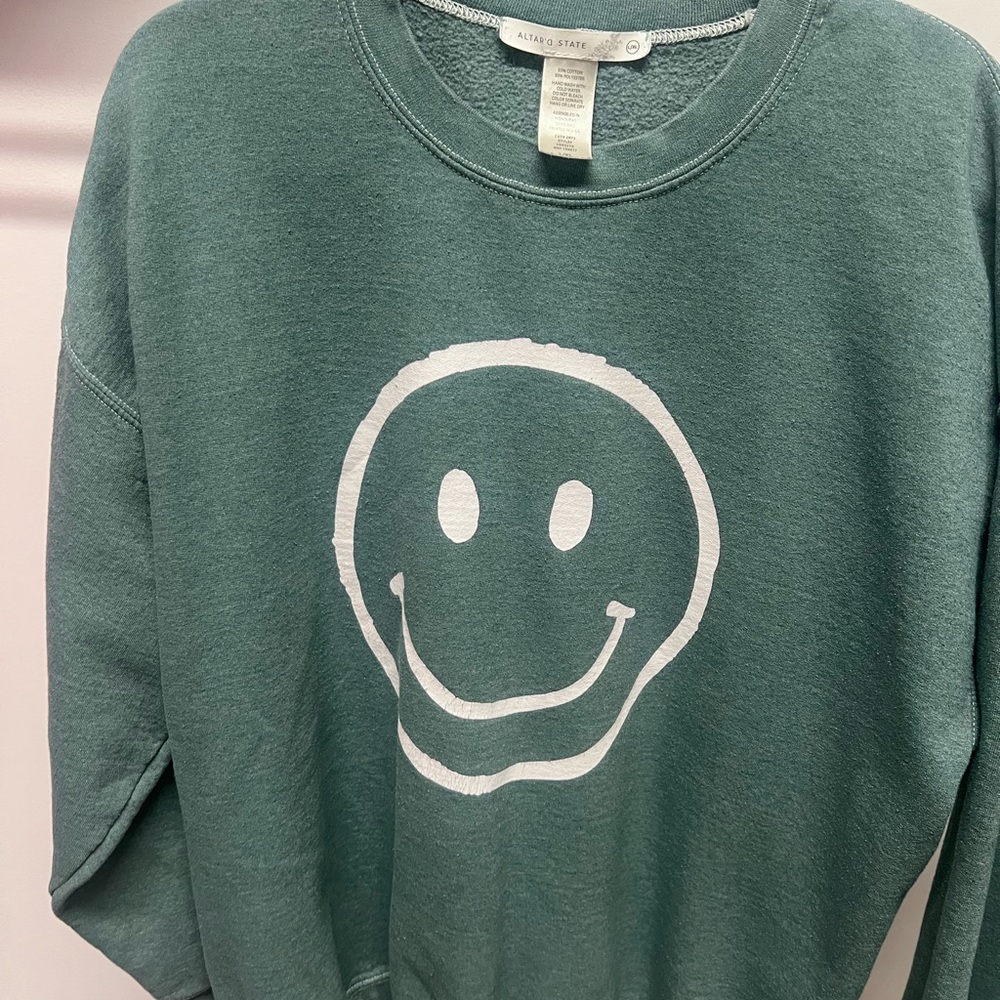 Altar'd State Teal Sweatshirt with White Stitching